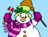 Disegno Pupazzo di neve con la sciarpa pitturato su ory