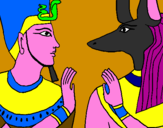 Disegno Ramses e Anubis pitturato su nicoz