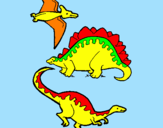 Disegno Tre specie di dinosauri  pitturato su dadì