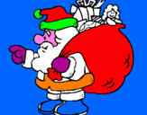 Disegno Babbo Natale e il suo sacco di regali  pitturato su michelle valeria