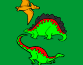 Disegno Tre specie di dinosauri  pitturato su LORENZO C.