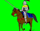 Disegno Cavallerizzo a cavallo  pitturato su marko