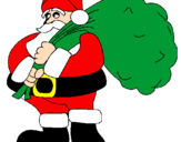 Disegno Babbo Natale e il suo sacco di regali pitturato su vitti