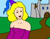 Disegno Principessa e castello  pitturato su anónimo