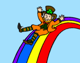 Disegno Folletto nell'arcobaleno  pitturato su gd
