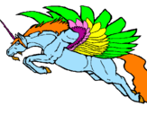 Disegno Unicorno alato  pitturato su holiver