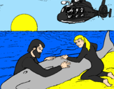 Disegno Salvataggio di una balena pitturato su  roberto