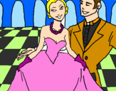 Disegno Principessa e principe al ballo  pitturato su Corinne