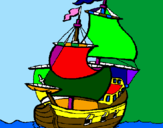 Disegno Barca  pitturato su Luca