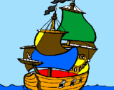 Disegno Barca  pitturato su disegno miki