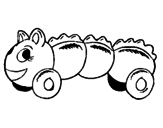 Disegno Bruco su ruote  pitturato su simona