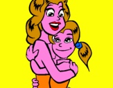 Disegno Madre e figlia abbracciate pitturato su LAURETTALORENZI
