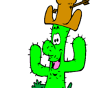 Disegno Cactus con il cappello  pitturato su ale