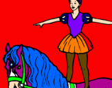 Disegno Trapezista in groppa al cavallo pitturato su stefania