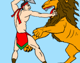 Disegno Gladiatore contro un leone pitturato su Camillo e Giuseppe