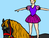 Disegno Trapezista in groppa al cavallo pitturato su jasmin