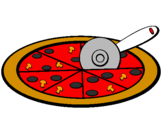 Disegno Pizza pitturato su nicolò