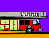 Disegno Camion dei pompieri con la scala pitturato su gianmaria