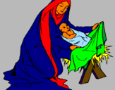 Disegno Nascita di Gesù Bambino pitturato su luigi