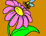 Disegno Margherita con ape  pitturato su leonardo