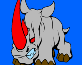 Disegno Rinoceronte II pitturato su fabioluca