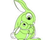 Disegno Mamma coniglio pitturato su lylly