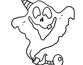 Disegno Fantasma con cappellino da festa  pitturato su vigna
