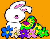 Disegno Coniglietto di Pasqua  pitturato su Sara
