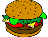 Disegno Hamburger completo  pitturato su gerla