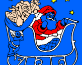 Disegno Babbo Natale alla guida della sua slitta pitturato su fabiano06