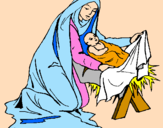 Disegno Nascita di Gesù Bambino pitturato su rosa