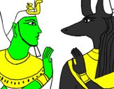 Disegno Ramses e Anubis pitturato su nicholas