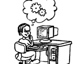 Disegno Informatico pensativo pitturato su computer