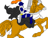 Disegno Cavaliere a cavallo pitturato su chiara