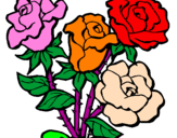 Disegno Mazzo di rose  pitturato su brunella e aurora