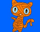 Disegno Mummia gatto scaraboechio pitturato su dely