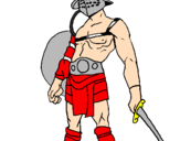 Disegno Gladiatore  pitturato su alberto