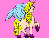 Disegno Unicorno con le ali  pitturato su chiara