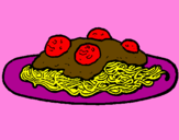 Disegno Spaghetti al ragù  pitturato su iiiiiqqqqqqqqqq
