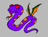 Disegno Serpente con le ali  pitturato su edoardo