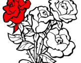 Disegno Mazzo di rose  pitturato su lucrezia