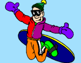 Disegno Salto con lo snowboard pitturato su buffon