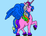 Disegno Unicorno con le ali  pitturato su vanessa