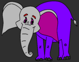 Disegno Elefante felice  pitturato su lupis