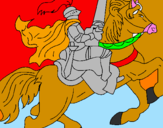 Disegno Cavaliere a cavallo pitturato su matilde, 1b