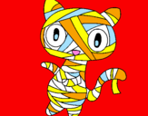 Disegno Mummia gatto scaraboechio pitturato su filippo