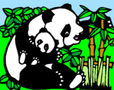 Disegno Mamma panda  pitturato su giorgia