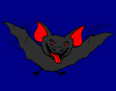 Disegno Pipistrello con la lingua fuori  pitturato su carlo