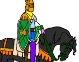 Disegno Cavaliere a cavallo pitturato su giulio