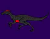 Disegno Velociraptor  pitturato su ROSSO 